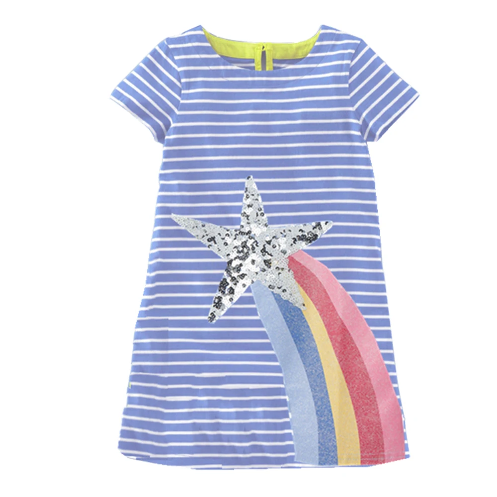Платье с блестками в стиле русалки летняя одежда для маленьких девочек Хлопковое