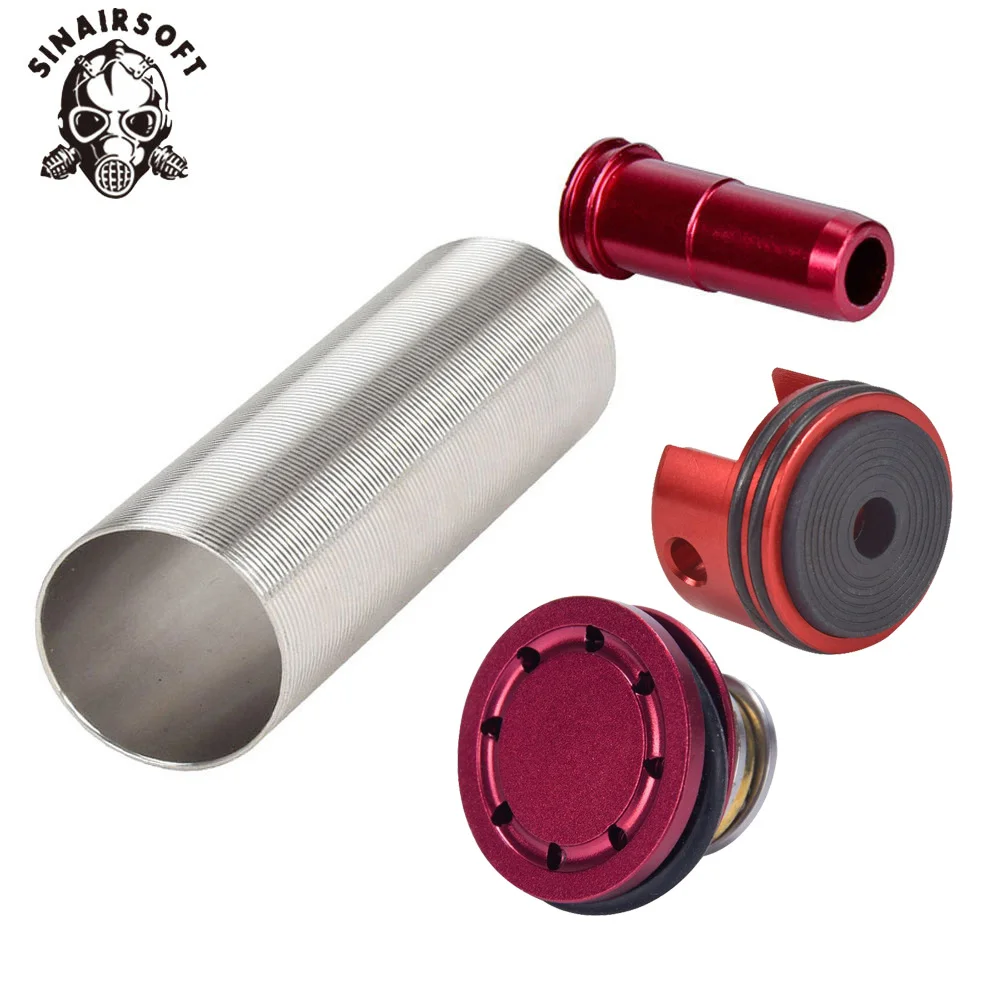 

SINAIRSOFT Alumnium CNC Cylinder Head /piston Head / Nozzle /Cylinder Set Flat For Airsoft M4 M16 KAC PDW AEG Paintball Shooting