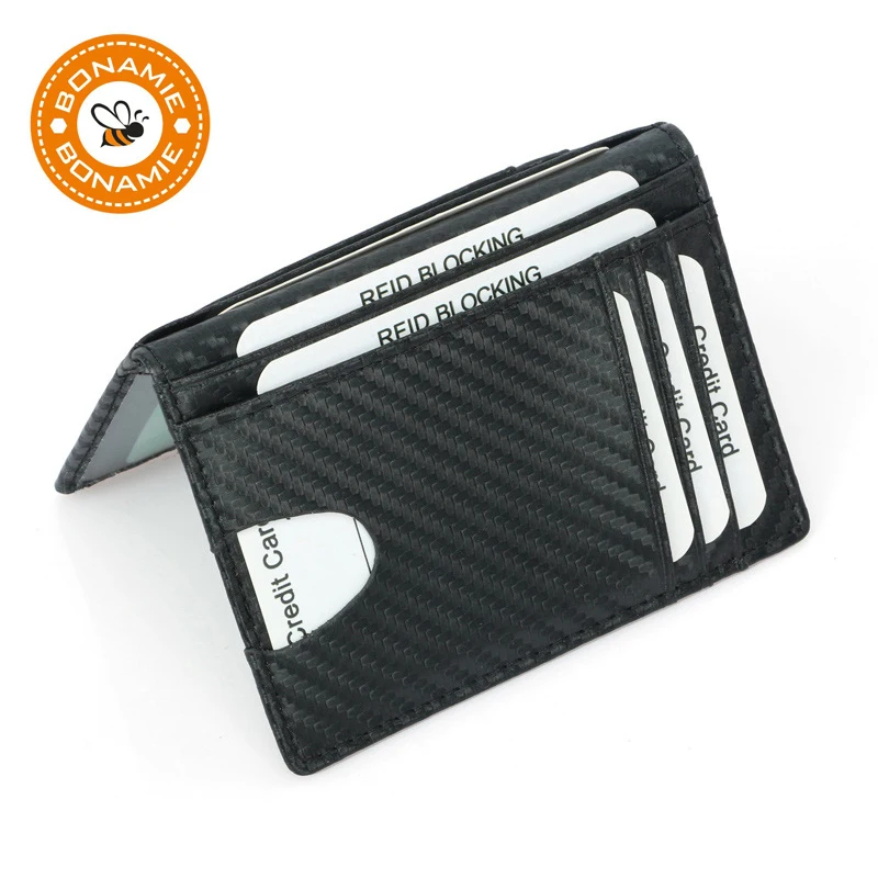 Тонкий черный держатель для кредитных карт из углеродного волокна тонкие