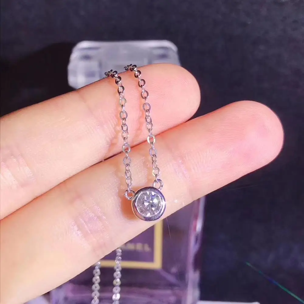 Стихи Иудейского магазина S925 Серебряное ожерелье круглое 0.50ct D VVS классическое с