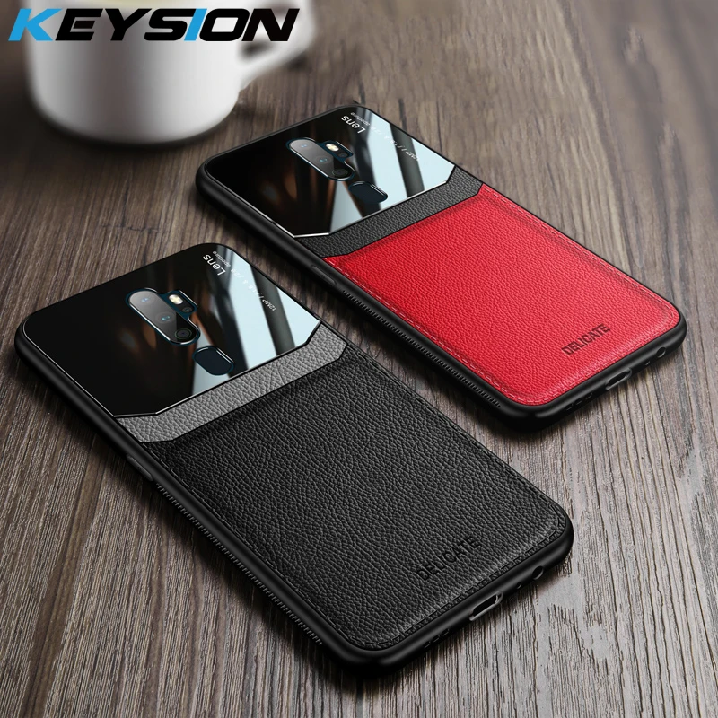 Деловой кожаный чехол KEYSION для OPPO A9 2020 A11X зеркальное стекло силиконовая
