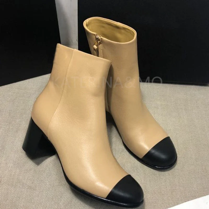 

Женские ботильоны челси из натуральной кожи, с круглым носком и квадратным каблуком