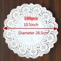 100pcs 10 5inch diameter 26 5cm white round paper lace doilies cake placemat baking decoration creative craft napkins