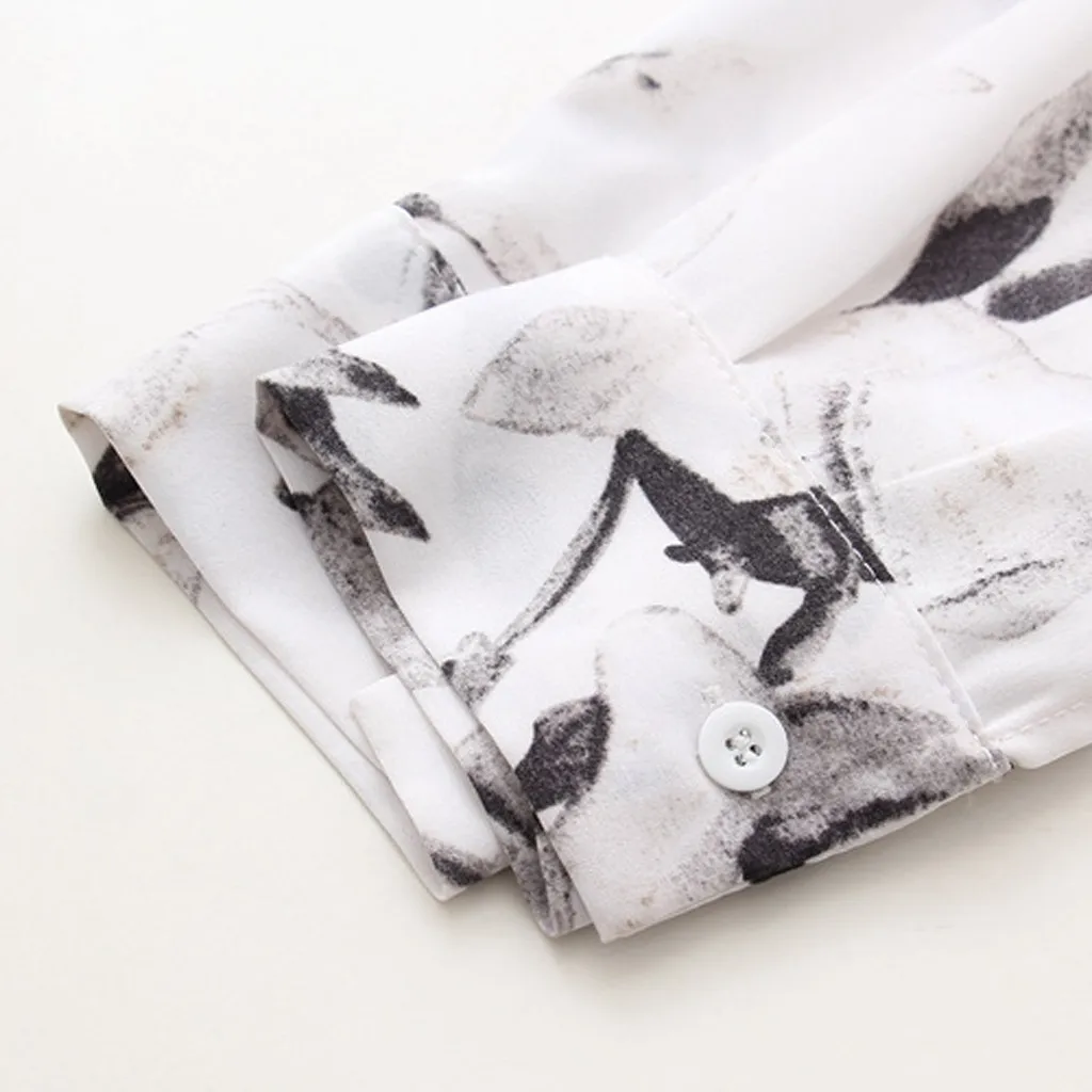 Блузка женская свободного покроя с длинным рукавом на пуговицах |