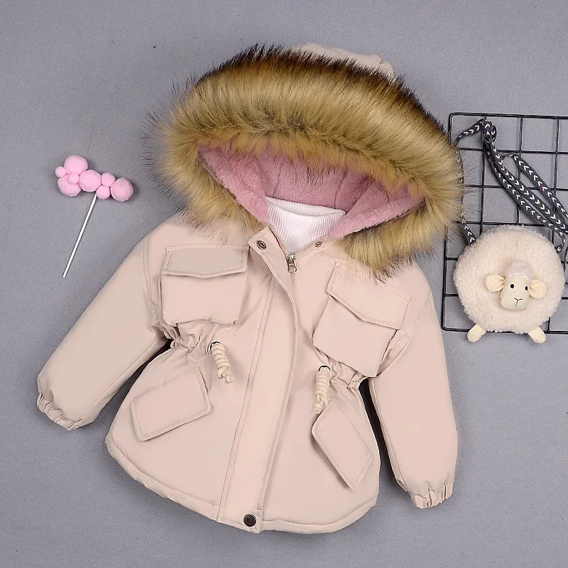 2020 Autumn Winter Fur Collar Children Down Jackets For Girls Warm Kids Down Coats For Girl 2-8 Years Outerwear Kids Clothing