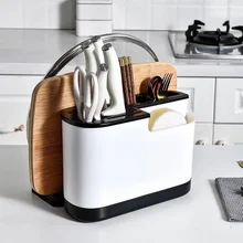 Multifunctional Knife Holder Cutting Board  Integrated Storage Rack for Kitchen Supplies Cutting Board Chopsticks Pot Cover