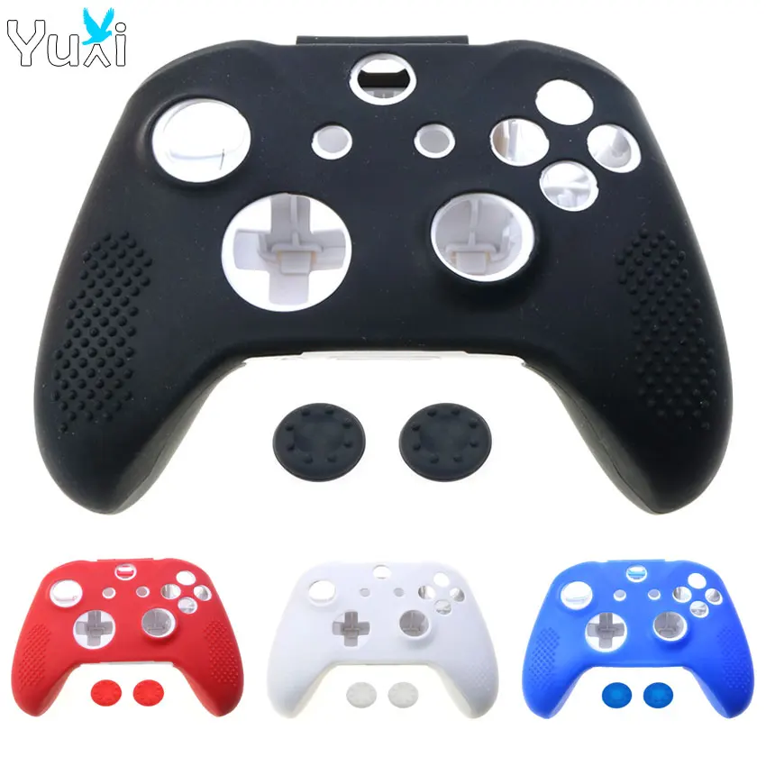 

YuXi For Xbox One S Controller Silicone Cover Rubber Protective Case Skin for Xbox One Slim Thumbstick Grips Caps