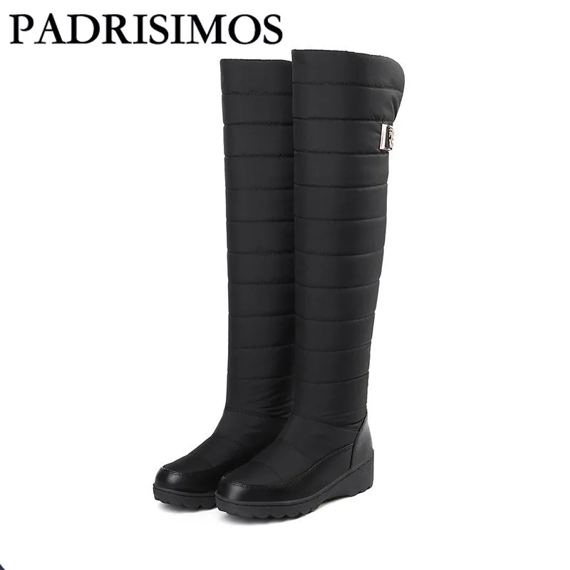 PADRISIMOS/теплые зимние сапоги из искусственной кожи на пуху Женские выше колена