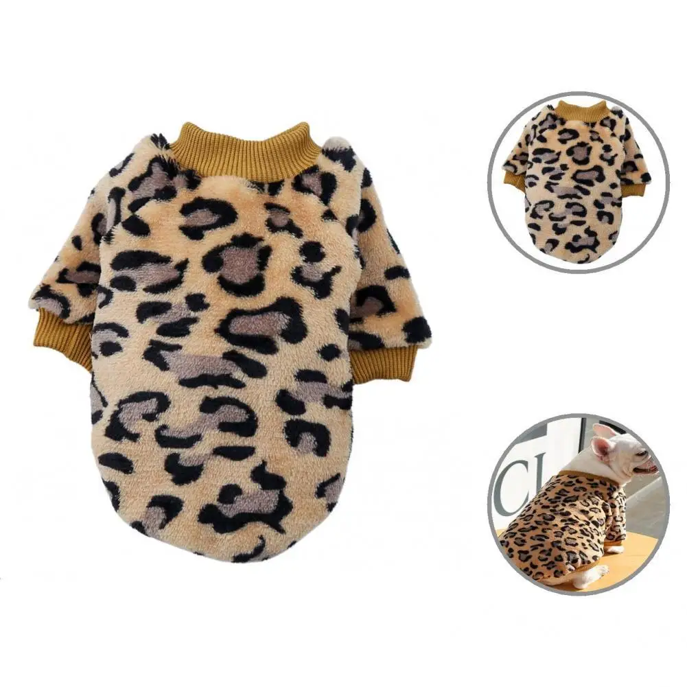 

Well-stitched Good-looking Flannel Brown Leopard Print Pet Apparel for Walking