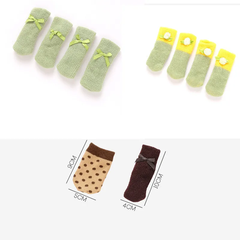 

Table Chair Leg Cover Lovely 4Pcs Chair Leg Table Foot Sock Floor Protectors Floral Kintting Cover Home Decor Table Foot Cover