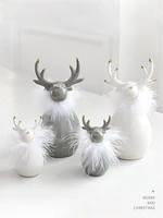 nordic mini christmas tree elk ornaments fairy garden ceramic crafts miniature figurines creative home decoration accessories