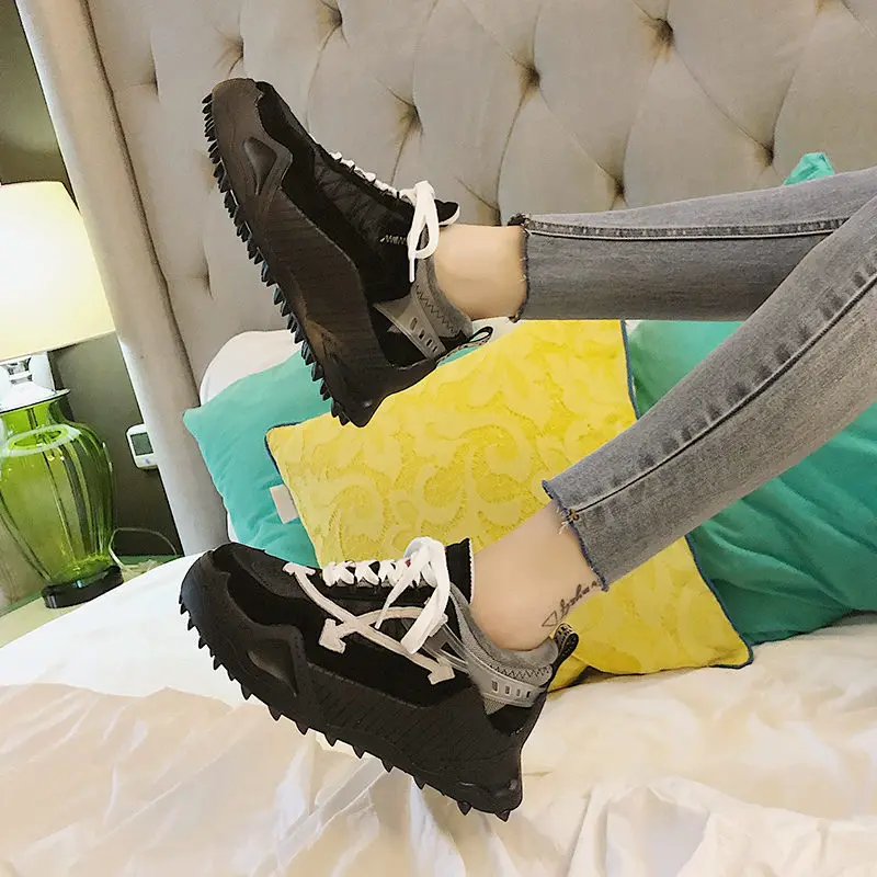 Women Color Blocking Thick bottom Fur Sneakers Ridged Sole Casual Runway Shoes Outdoor Walk Winter Plush Trainers | Обувь