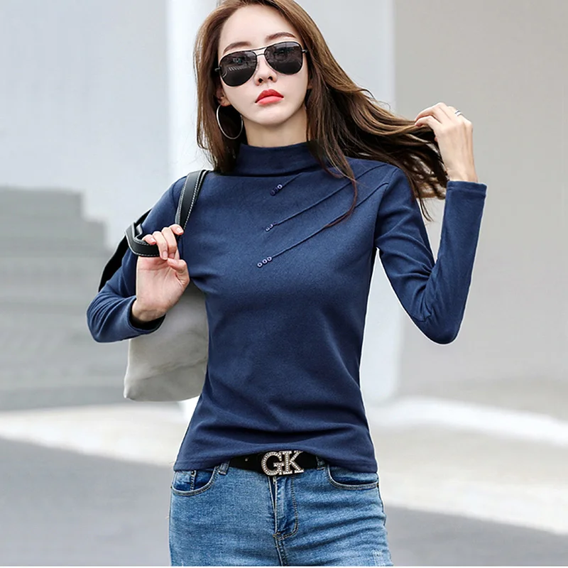 BOBOKATEER белая футболка женская одежда camiseta mujer половина водолазка футболка Женские футболки хлопок футболка женская