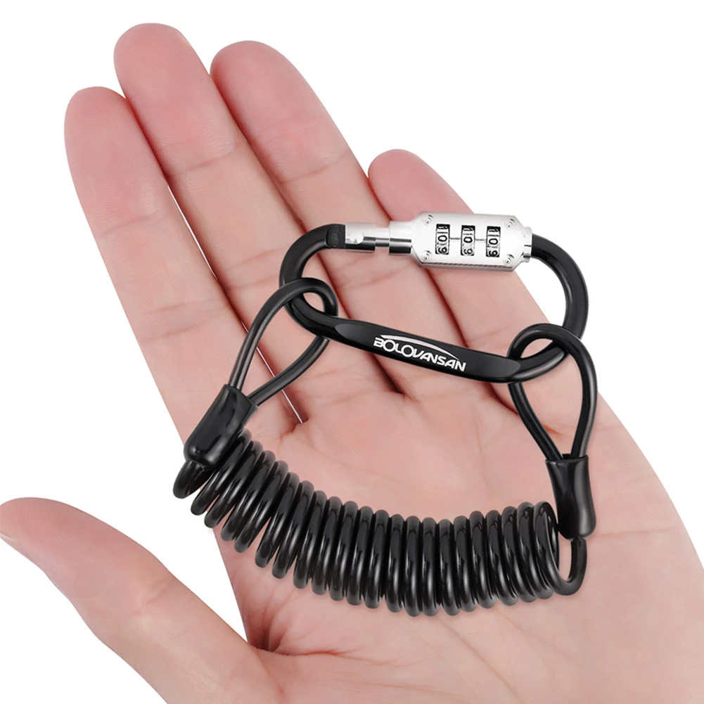 

Motorcycle Helmet Lock Cable Security Locking Carabiner Device Bicycle Scooter Helmet Mini Bicycle Lock 3 Digital Bike Locks