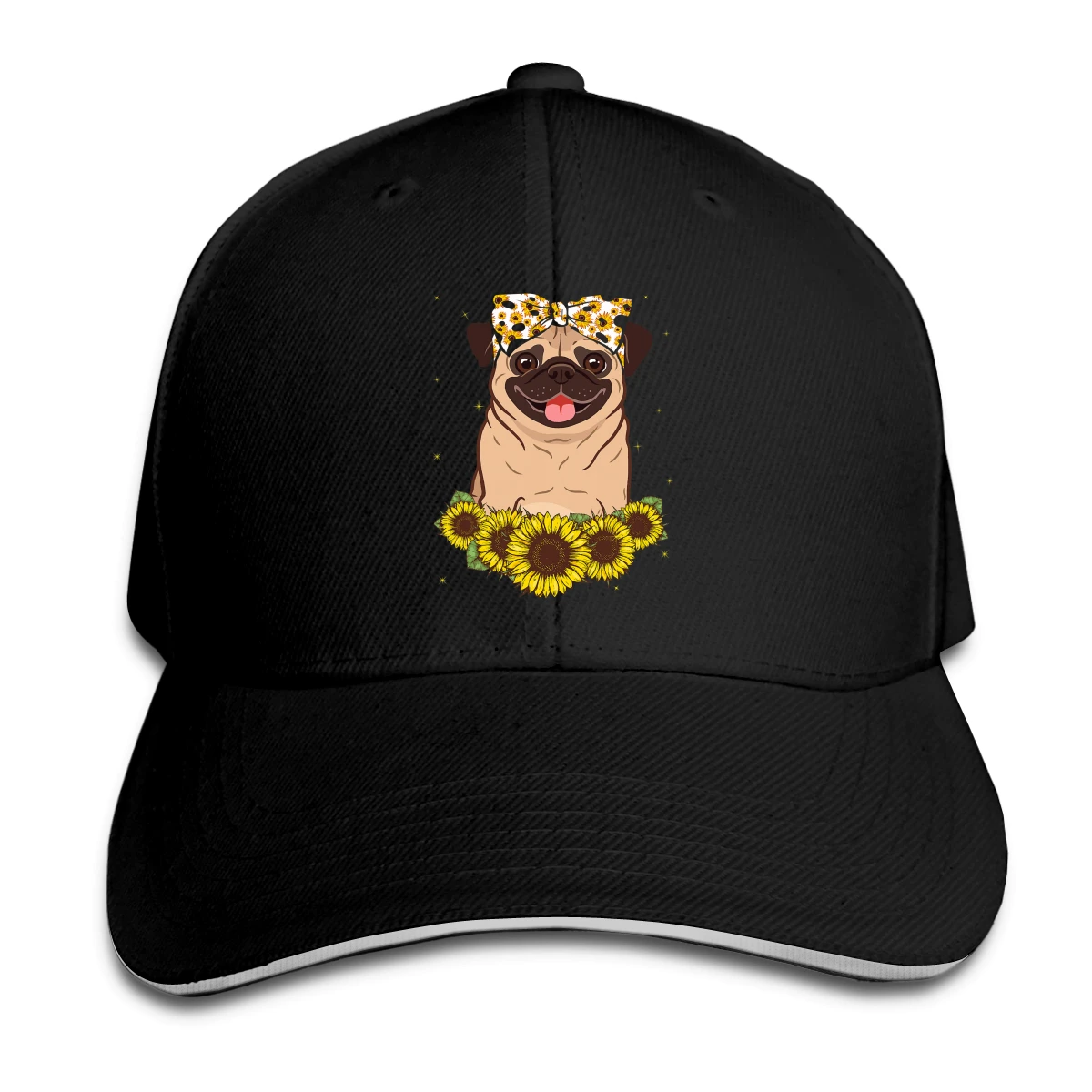 

Pug Dog Sunflower Hat Baseball Cap for Men Women Fashion Adjustable Sun Hat