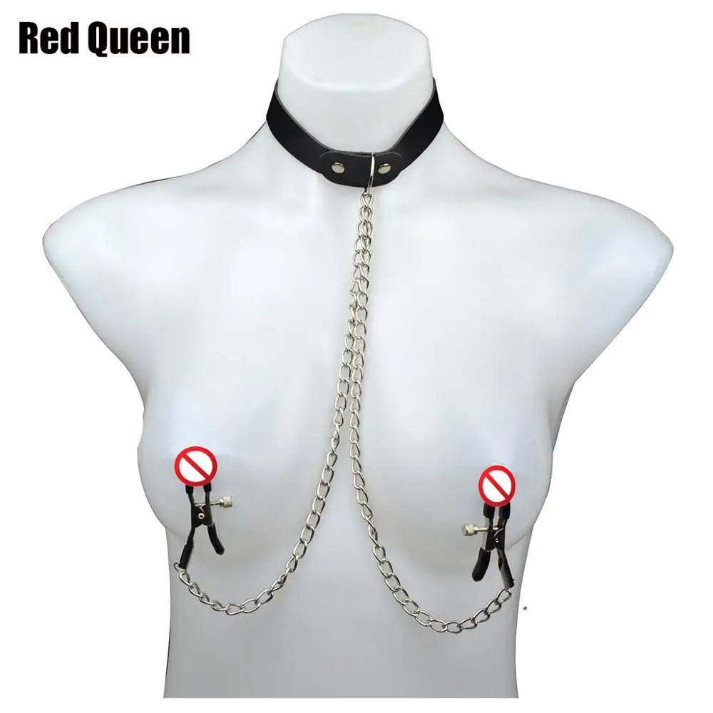 Регулируемый ошейник соски шеи раб на цепи воротник для женщин Секс игрушки