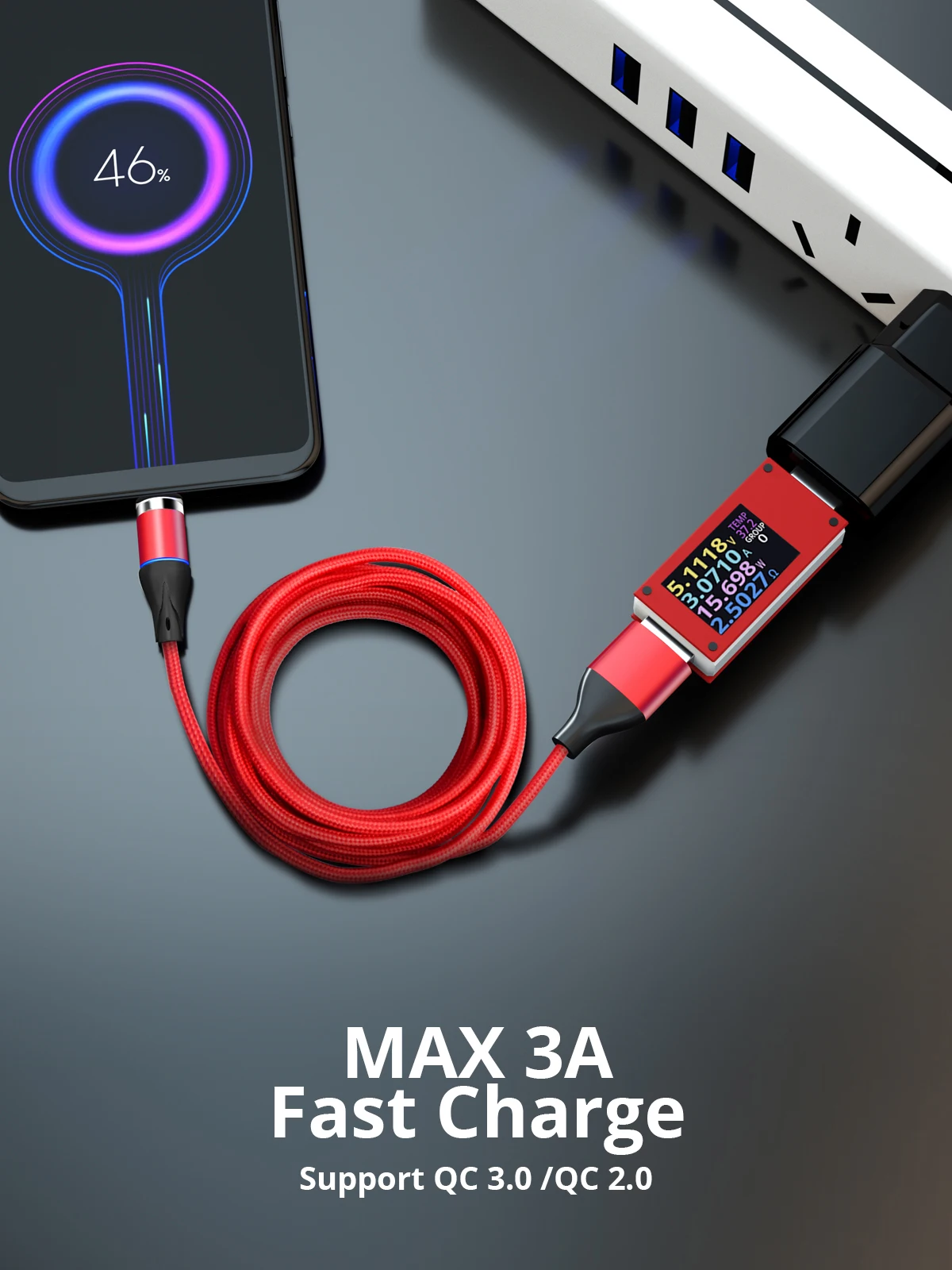 ANMONE Магнитный кабель Micro USB кабель 3A быстрое зарядное устройство Быстрая зарядка Магнитный провод Android зарядный шнур для телефона планшета