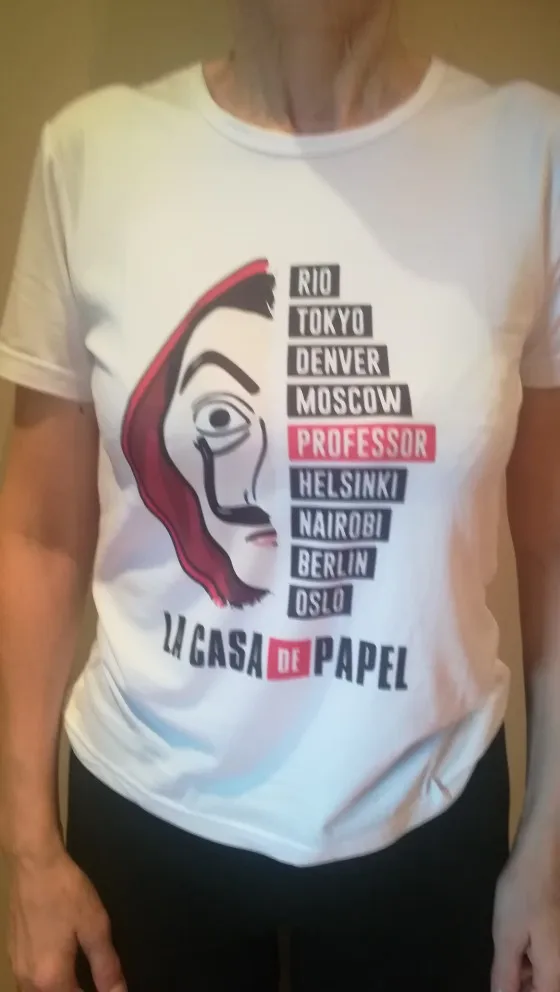 Женская футболка с принтом бумажный дом белая забавным топом новая женская