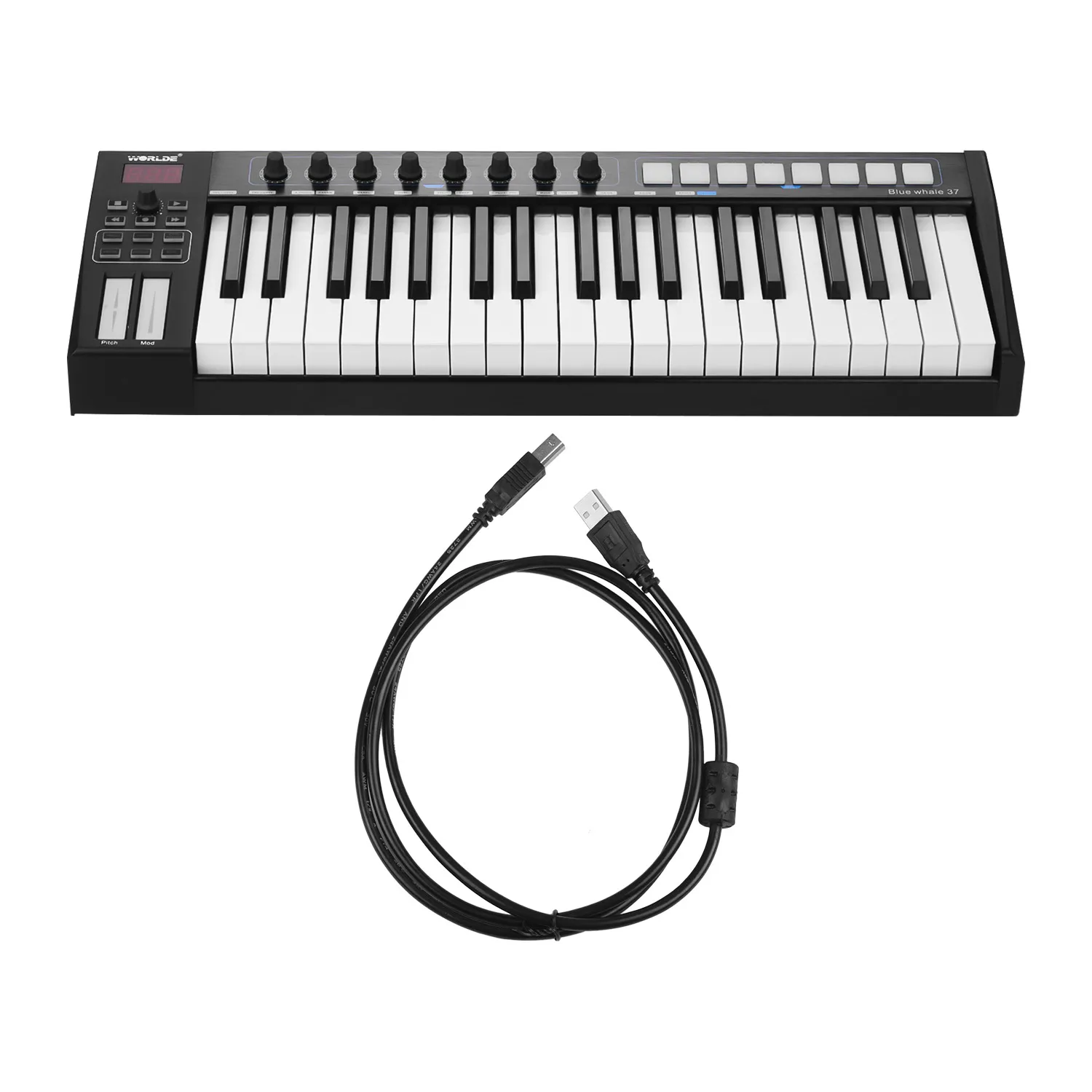 WORLDE TUNA мини ультра портативный 37 клавишный USB MIDI контроллер клавиатуры 8 RGB с