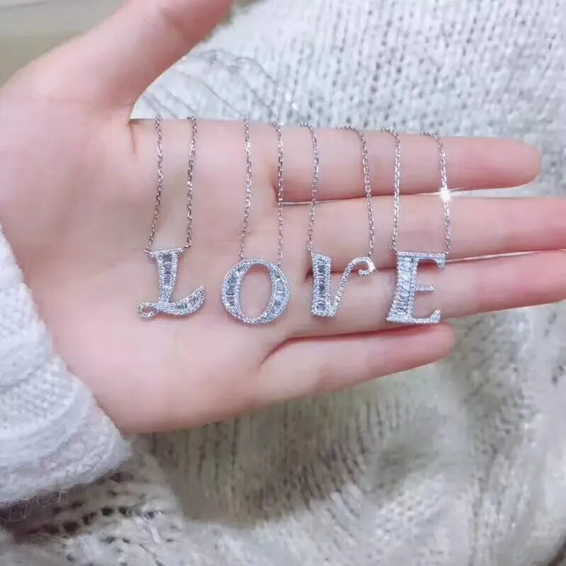 Uilz буквы цепь подвески ожерелья для женщин Циркон в стиле хип хоп ювелирные