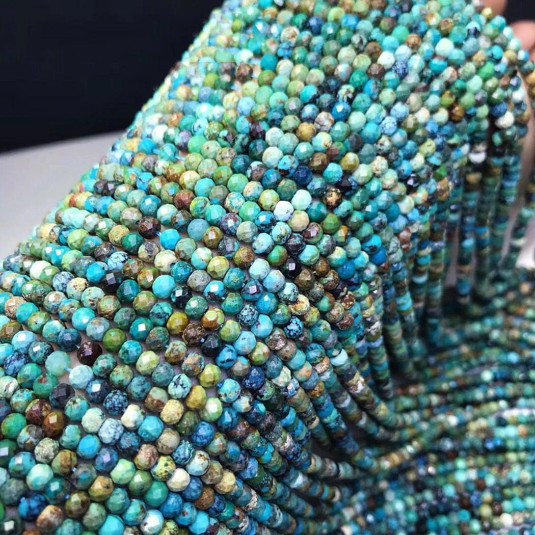 Натуральный бирюзовый 2x3 мм 3x4 Круглые граненые бусины для изготовления