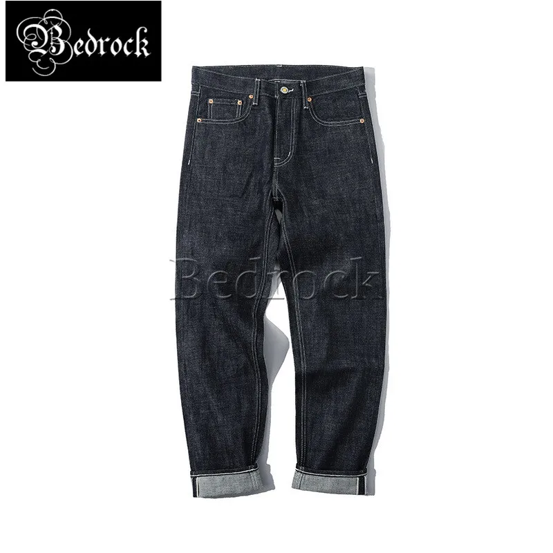 MBBCAR 15.5oz Desized jeans heavy raw denim jeans dark blue cattle jeans primary color washed embroidery slim pencil pants 7351