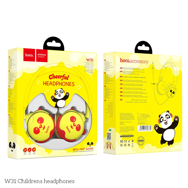 W31 Childrens Wired Headphones With Microphone 85dB Over-Ear Cartoon Headphone 3.5MM Jack for Kids Girls Mobile Phone Gift | Электроника