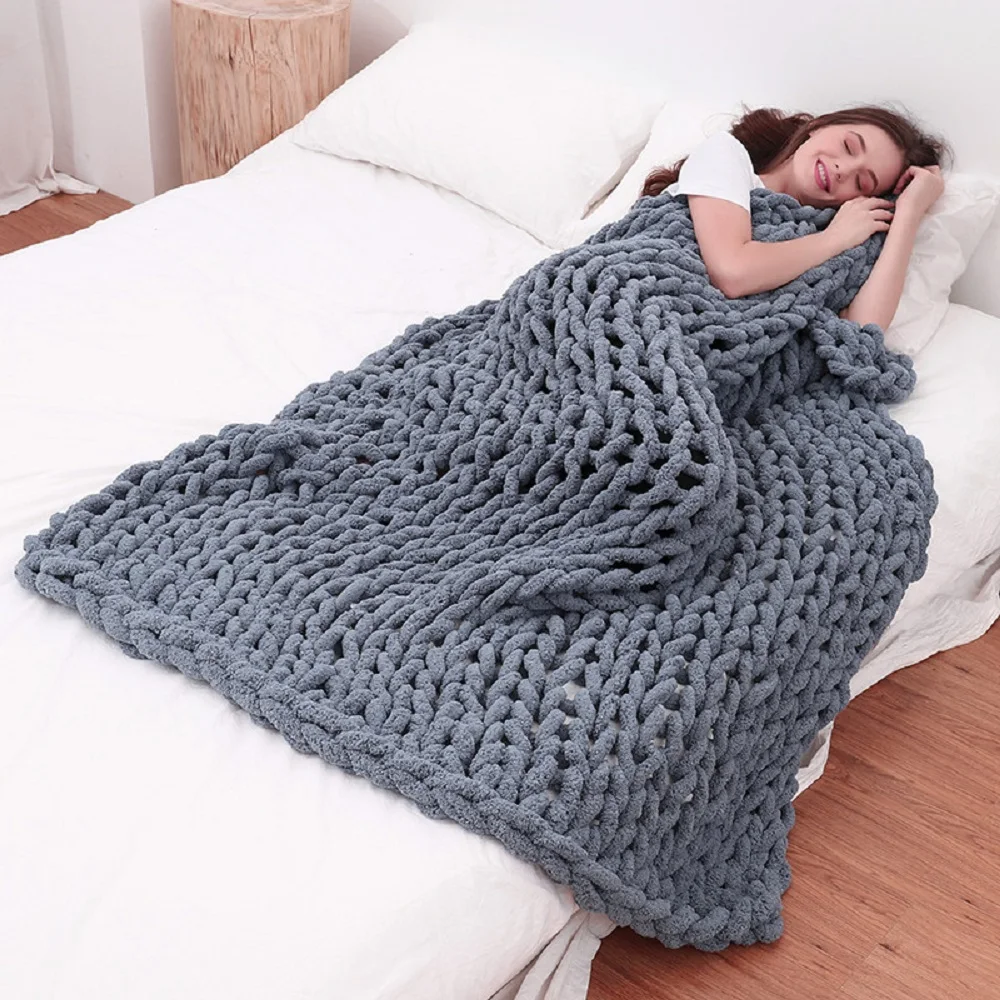 

Крупное вязаное одеяло, большое Новое одеяло из синели ручной работы, мягкое и удобное для подметания в кровати, диван, машинная стирка