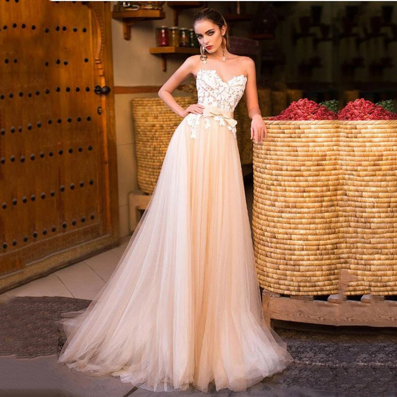 

BAZIIINGAAA Simple Wedding Dress Lace Little Beading Strapless Dress Luxury Wedding Gowns Bridal Can Be Washed Bride Dresses