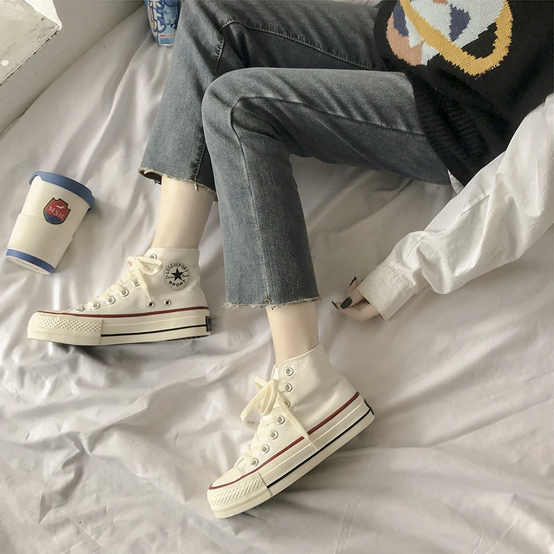 Классические женские парусиновые туфли высокого качества Новинка осени 2020