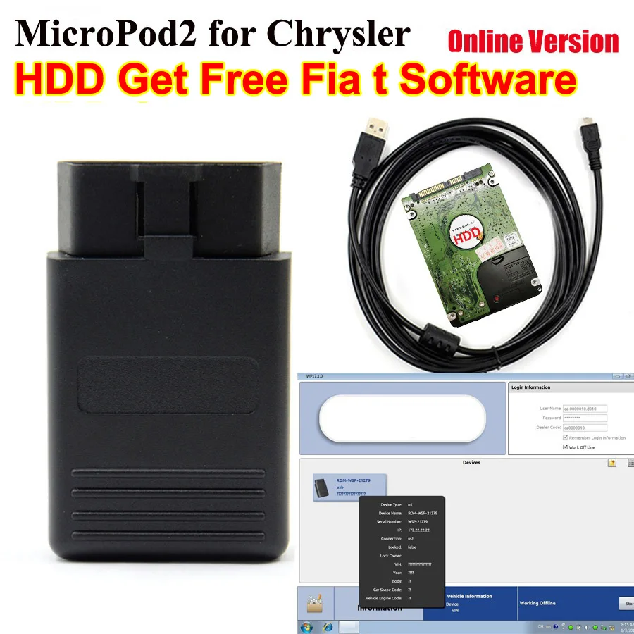 DHL Free Top V17.04.27 MicroPod2 Micro Pod2 с программным обеспечением ForChry Je ep Dod ge Fia t Pod 2 Поддержка