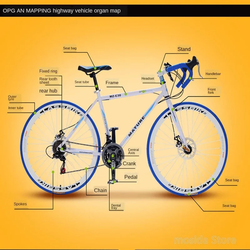 Дорожный велосипед из алюминиевого сплава гоночный с поворотом на 30/33 скорости и