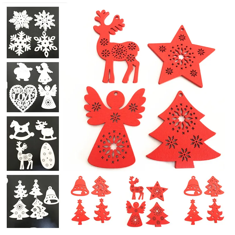 10ps Christmas Tree Wood Ornaments Decorations for Home Navidad Wooden Hanging Pendants Noel Decor New Year 2020 Gifts | Дом и сад