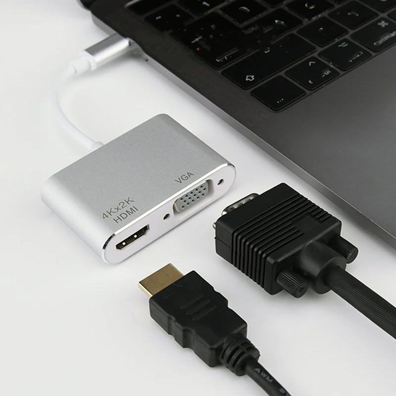 USB C концентратор типа к HDMI VGA адаптер конвертер 4K Thunderbolt 3 для ноутбука Google Chromebook