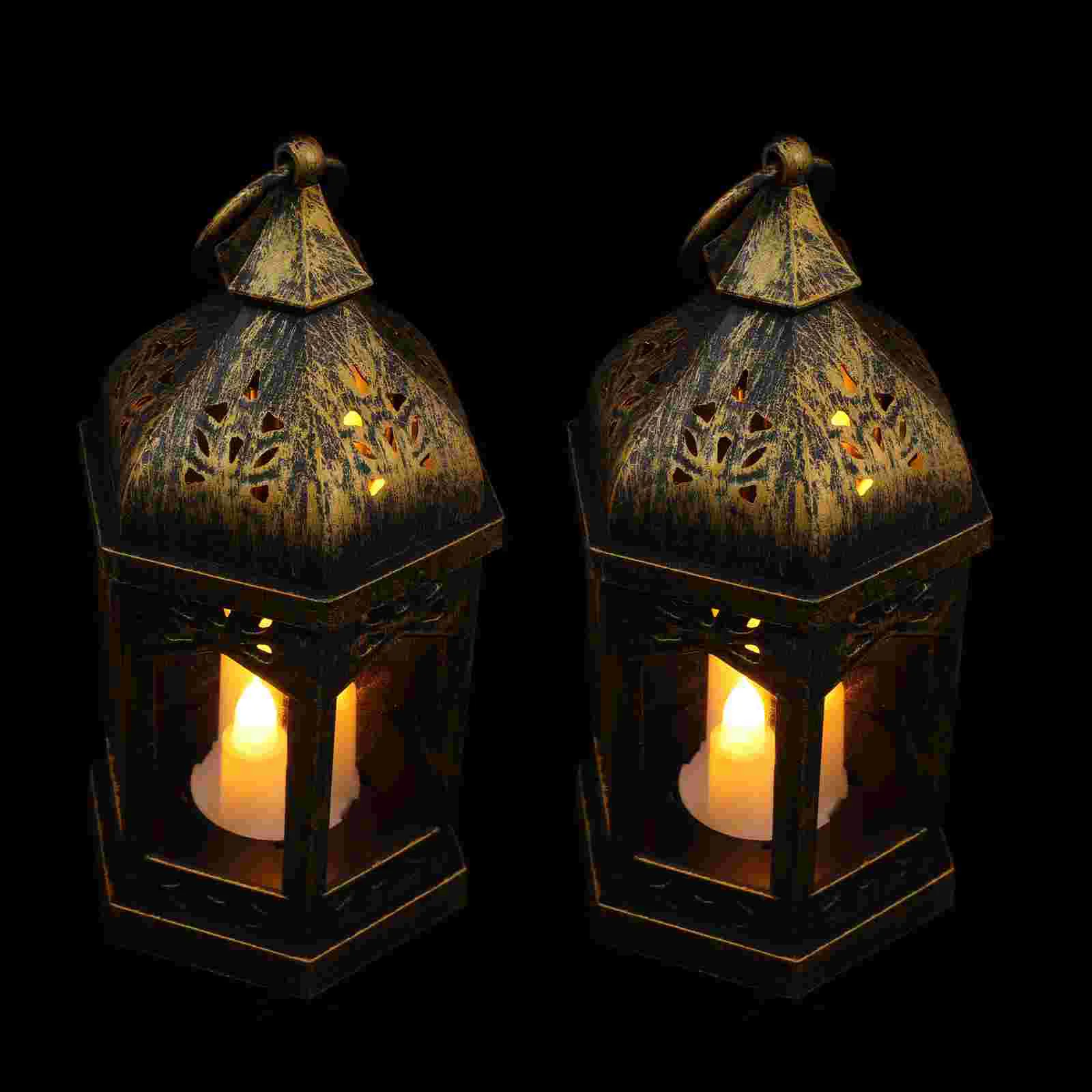 

2pcs Vintage Style Oil Lamp Ornaments Flameless Oil Lights LED Lamp Adornments
