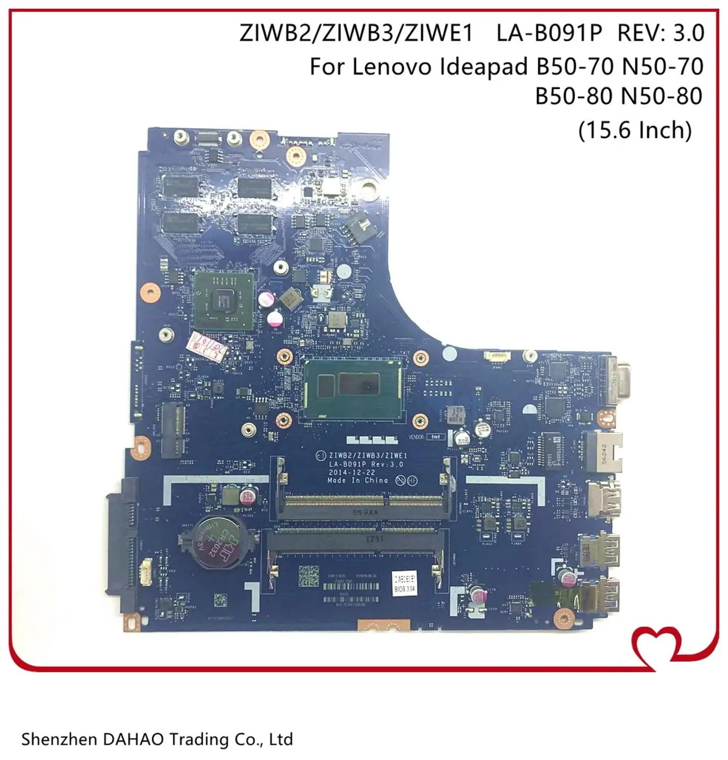 

For Lenovo B50-80 N50-80 B50-70 N50-70 Laptop motherboard LA-B091P With i5-5200U CPU 2GB-GPU 100% Fully Tested