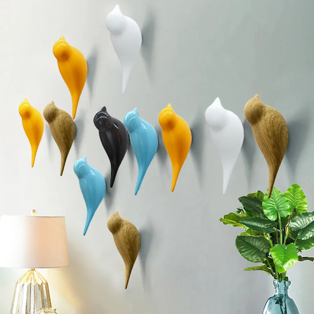 Птица украшения смолы настенные крючки деревянные зерна Спальня дверь после