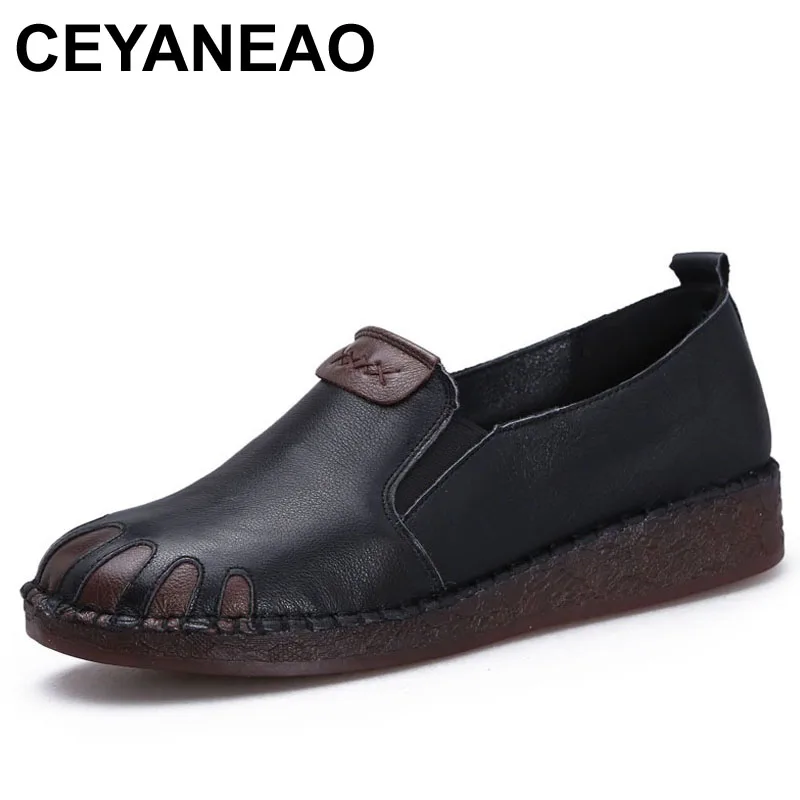 

CEYANEAO2020Spring, разноцветные туфли из 100% натуральной кожи, женская мягкая удобная классическая обувь в стиле ретро, модная повседневная женская ...