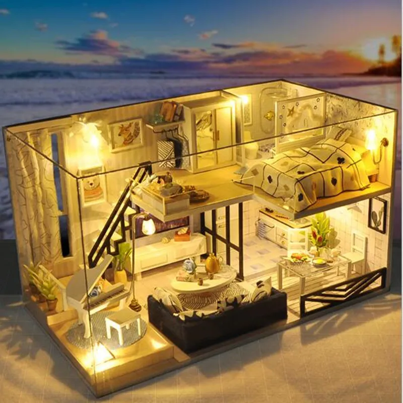 Сборный Кукольный дом сделай сам деревянный роскошный набор мебели для