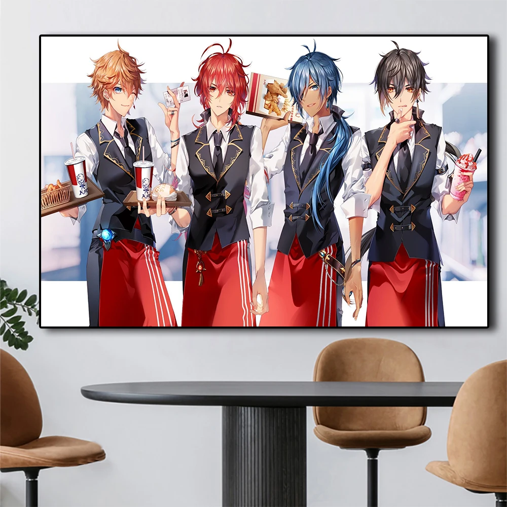Anime Poster Genshin Impact Series Posters Venti Aether/Lumine Painting Wall Art Decoration Bar Kawaii Room Decor Canvas | Дом и сад