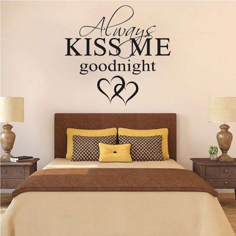 Always Kiss Me Goodnight Наклейка для спальни изголовье виниловые наклейки на стену