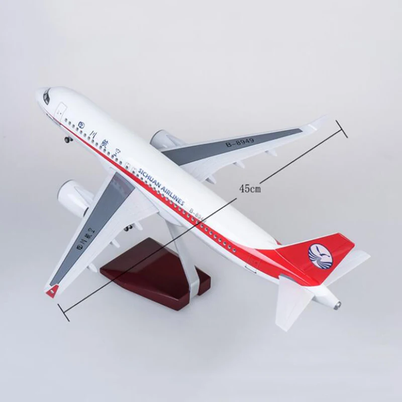 1/80 масштаб 47 см самолет Сычуань авиакомпания Airbus A320 neo модель светодиодный свет и колесо шасси литье под давлением модель самолёта из смолы игрушка