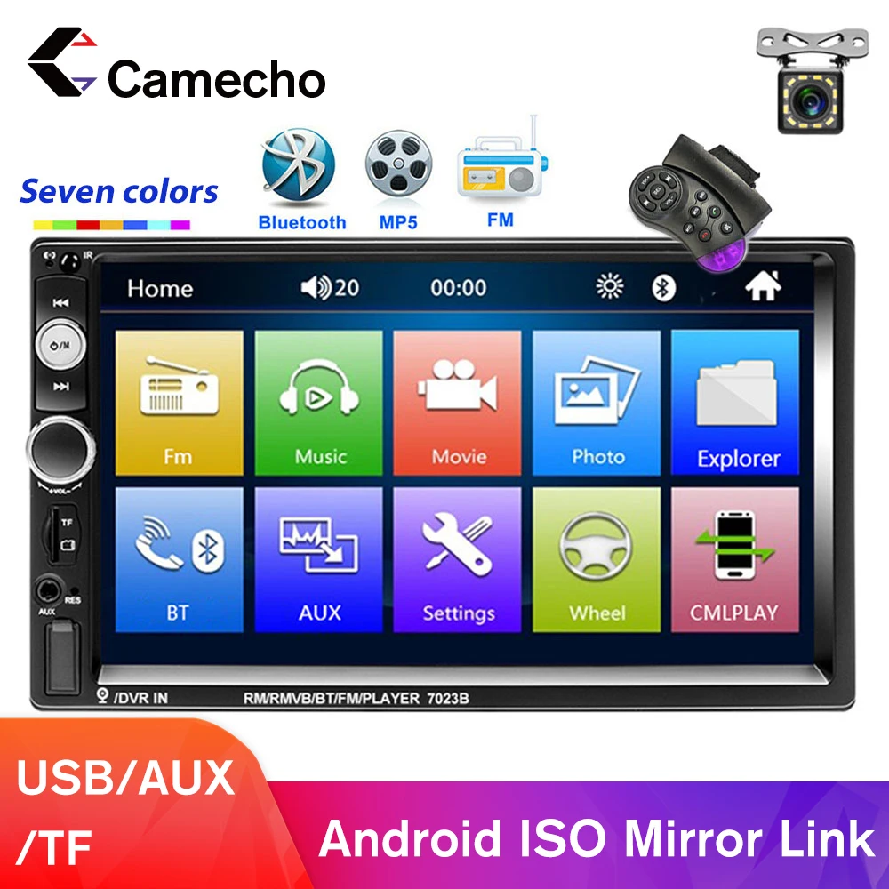 Автомобильный радиоприемник Camecho 2din 7 дюймов HD Android ISO Mirrorlink Bluetooth USB MP5