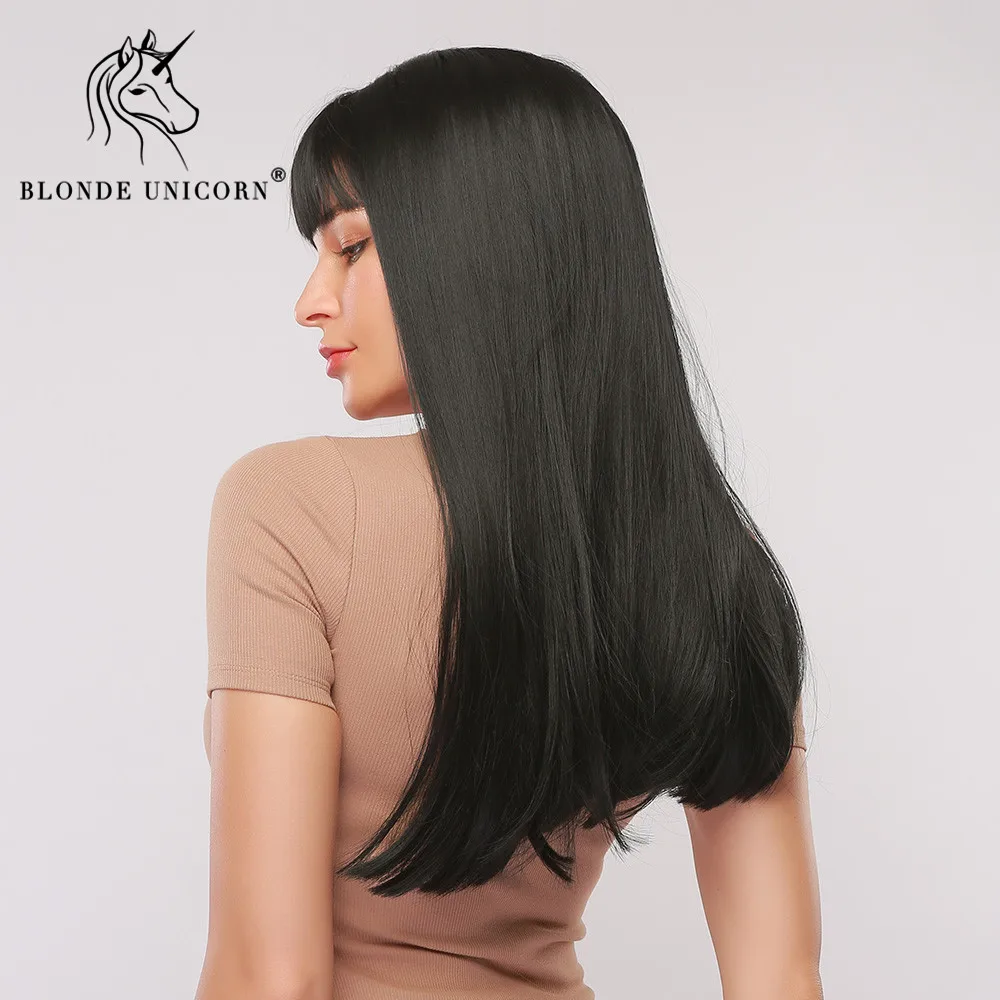 Парик женский синтетический длинный с челкой термостойкий единорогом светлый