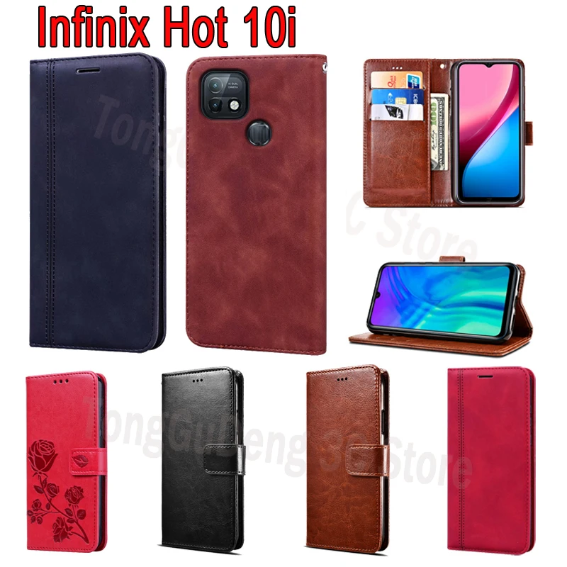 cover for infinix hot 10i case flip wallet leather shell book on for infinix x659b hot 10 i phone protective case etui capa bag free global shipping