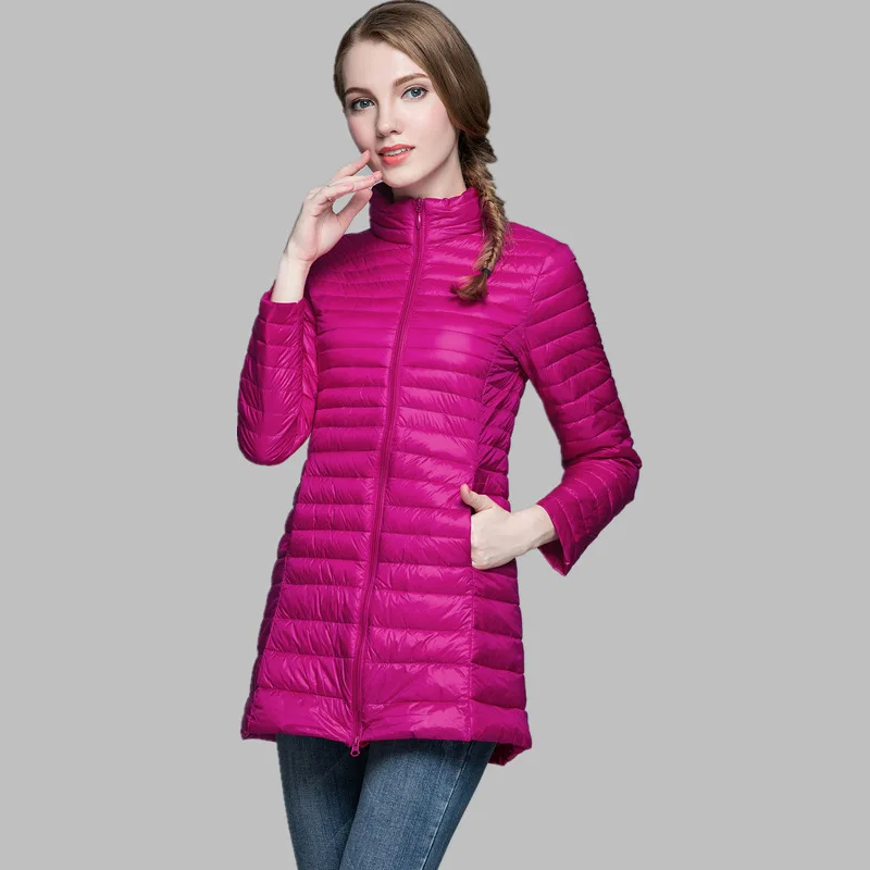 Размера плюс 4XL 8 цветов Для женщин Повседневное Сверхлегкий пуховик с 90% пух 10%