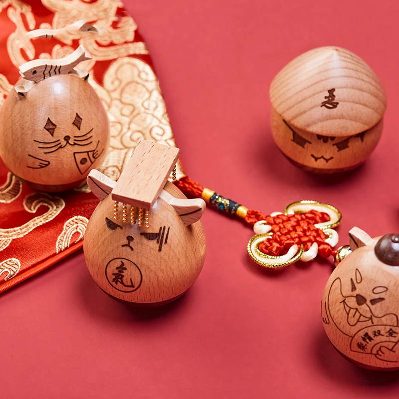 

Wooden Animal Figurine Cartoon Tumbler Decoration Creative Crafts Birthday Gift Home Office Desktop Decoration Decompression Toy