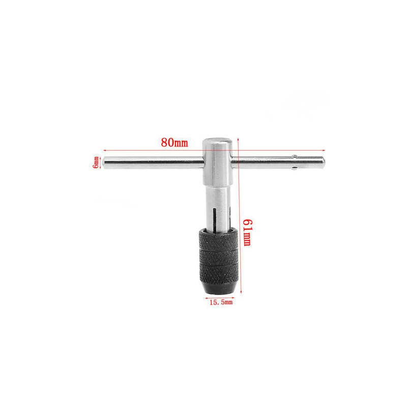 

Adjustable Ratcheting T-Handle Tap Wrench M3-M6 Reamer Hand Tool 45# Steel NEW