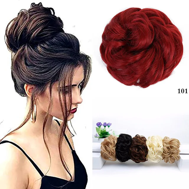 AOOSOO Ladies hair band with rubber band synthetic hair donut hair piece hairpin wrapped ponytail Hairwear - Цвет: 101