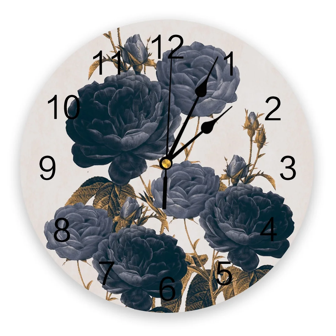 

Blue Flowers Wall Clock Home Decor Bedroom Silent Oclock Watch Wall for Kitchen Living Room Wall Digital Clock